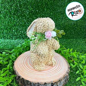 Enfeite Decorativo de Páscoa - Coelho em Pé de Palha - 21cm - 1 unidade - Cromus - Rizzo