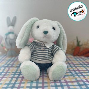 Coelho de Pelúcia Branco e Verde - 30cm - 1 unidade - Rizzo