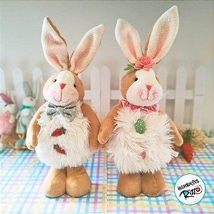 Enfeite Decorativo De Páscoa - Casal De Coelhos - 46cm - 1 unidade - Rizzo - Rizzo