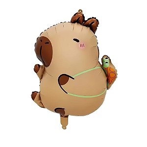 Balão De Festa Metalizado 22" 56x46cm  - Capirava Com Mochila De Tartaruga - 1 unidade - Rizzo
