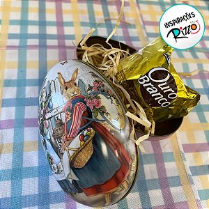 Ovo de Metal Mamãe Coelho com Cesto - 1 unidade - Rizzo