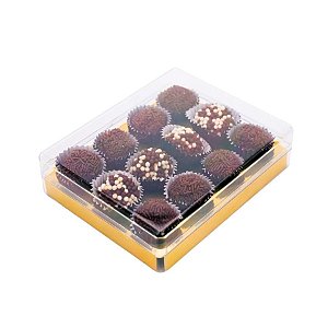 Caixa Acrilica Com Berço Para 12 Docinhos - Dourado Lisa - 1 unidade - Cromus - Rizzo