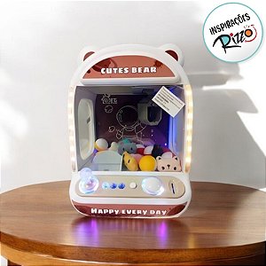 Máquina de Pegar Ursinho Marrom - Interativa com Pelúcias e Acessórios - 31x24x20cm - 1 unidade - Rizzo