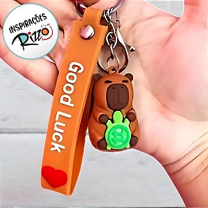 Chaveiro Good Luck Capivara Abraçando Tartaruga - 4cm - 1 unidade - Rizzo