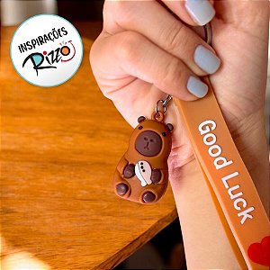 Chaveiro Good Luck Capivara Segurando Peixinho- 4cm - 1 unidade - Rizzo