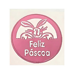 Etiqueta De Páscoa Rosa - Coelho Dentro do Círculo - 3cm - 100 unidades - Rizzo