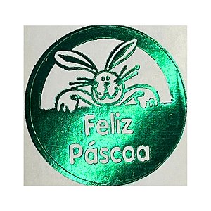 Etiqueta De Páscoa Verde - Coelho Dentro do Círculo - 3cm - 100 unidades - Rizzo