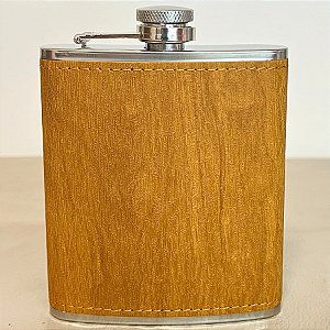 Cantil Inox com Couro Claro de Bolso para Whisky - 175ml - 1 unidade - Rizzo