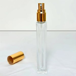 Frasco de Vidro Quadrado com Tampa Spray Ouro - 10ml - 1 unidade - Rizzo