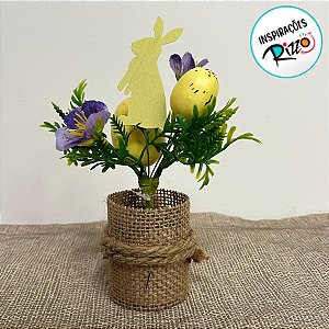 Enfeite Decorativo de Páscoa - Mini Árvore com Ovos Amarelos - 15cm - 1 unidade - Rizzo