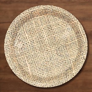 Prato de Papel Redondo Biodegradável Juta - 18cm - 10 unidades - Silver Festas - Rizzo