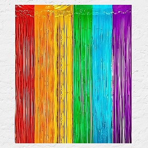 Cortina Decorativa Metalizada Colorida - 2x1m - 1 unidade - Silver Festas - Rizzo