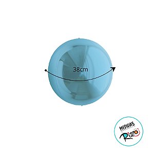 Balão de Festa Metalizado 15'' 38cm - Esphera Azul Claro Redondo - 1 unidade - Cromus - Rizzo