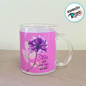Caneca de Vidro - Mãe Amor Mais Lindo que Existe - 320ml - 1 unidade - Rizzo