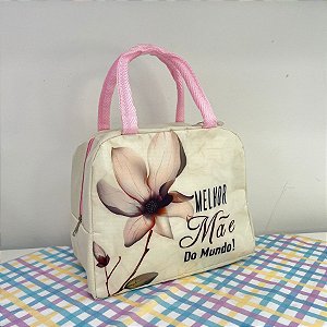 Bolsa Térmica Bege - Melhor Mãe do Mundo - 22x12x18,5cm - 1 unidade - Rizzo