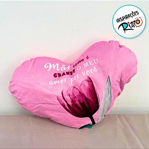 Almofada Coração de Pelúcia - Mãe como é Grande o Meu Amor por Você - 28x20cm - 1 unidade - Rizzo