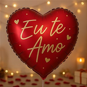 Balão De Festa Metalizado De Coração 18" 45cm - Eu Te Amo -  unidades - Cromus - Rizzo
