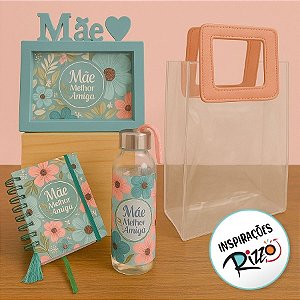 Kit Dia Das Mães Com Sacola, Porta Retrato, Garrafa e Agenda - Mãe Melhor Amiga - 1 unidade - Rizzo