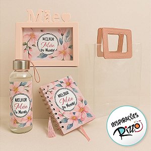 Kit Dia Das Mães Com Sacola, Porta Retrato, Garrafa e Agenda - Melhor Mãe Do Mundo - 1 unidade - Rizzo