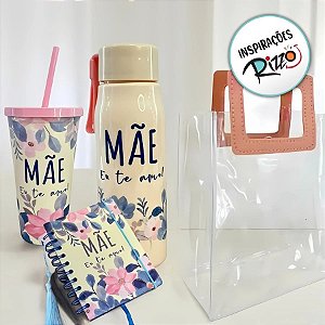 Kit Dia Das Mães Com Sacola, Copo, Garrafa e Agenda - Mãe Eu Te Amo - 1 unidade - Rizzo