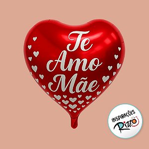 Balão de Festa Microfoil 10'' 30cm - Coração "Te Amo Mãe" - Modelo 2 - 50 unidades - Rizzo
