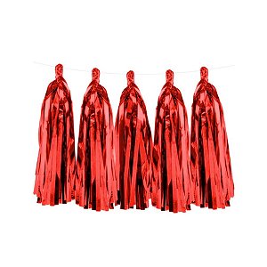 Varal de Pompons Metalizado - Vermelho - 25x35 / 2m - 1 unidade - Rizzo