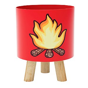 Cachepot Retro de Festa Junina - Fogueira - Vermelho - 26x12cm - 1 unidade - Rizzo