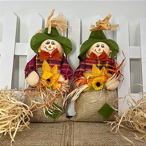 Peso De Porta Espantalho De Festa Junina - Verde - 24cm - 1 unidade - Rizzo