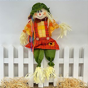Espeto para Jardim De Bambu Espantalho Grande de Festa Junina - Laranja - 60x25cm - 1 unidade - Rizzo