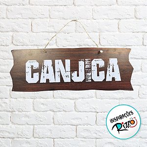 Placa de Sinalização Canjica De Festa Junina em MDF - Madeira Escura - 41x16,5cm - 1 unidade - Rizzo