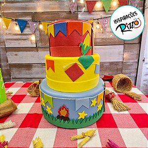 Bolo Fake De Três Andares De Festa Junina - 25x30x25cm - 1 unidade - Rizzo