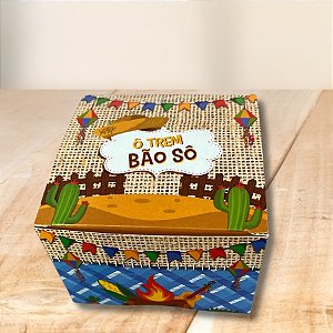 Caixa Quadrada De Lembrancinha - Festa Junina "Ô Trem Bão Sô" - 7x10x10cm - 10 unidades - Decora Doces - Rizzo