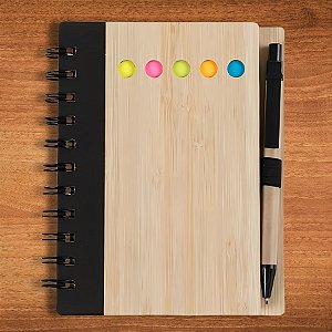 Bloco para Anotação Com Caneta E Autoadesivo - Preto - 70 Folhas - 11,5x15,5cm - 1 unidade - Rizzo