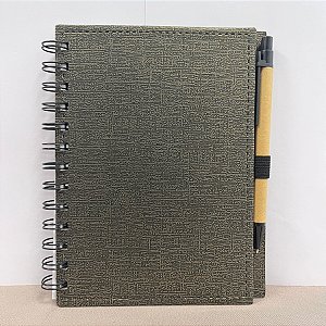 Bloco para Anotação De Couro com Caneta - Preto Com Dourado - 70 Folhas - 14,5x18cm - 1 unidade - Rizzo