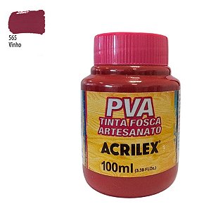Tinta Fosca Artesanato PVA 100ml - Vinho - 1 unidade - Acrilex - Rizzo
