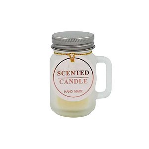 Vela Perfumada Lavanda no Vidro Branco com Etiqueta – 4x7cm - 1 unidade - Rizzo