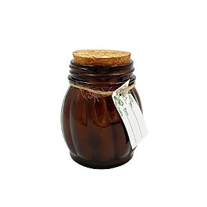 Vela Perfumada de Parafina SUP no Vidro Âmbar com Rolha e Etiqueta – 5x6x7cm - 1 unidade - Rizzo