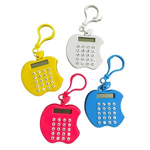 Chaveiro Maça Mini Calculadora - Cores Sortidas - 7x3,5cm - 1 unidades - Rizzo