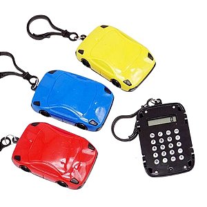 Chaveiro Carrinho Mini Calculadora - Cores Sortidas - 7x3,5cm - 1 unidades - Rizzo