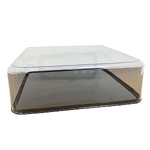 Caixa Acrílica Transparente Quadrada com Base Preta - 25x25cm - 1 unidade - Rizzo