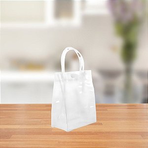 Sacola Transparente Botão Branco - 13x14x6cm - 10 unidades - Rizzo