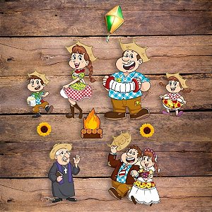 Painel Decorativo De Festa Junina 4 Lâminas Destacáveis - Família Caipira - 49x58cm - 4 unidades - Regina - Rizzo