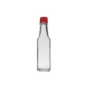 Mini Frasco De Vidro Para Molho Com Tampa Plástica - Vermelha - 3x13cm - 50ml - 1 unidade - Rizzo