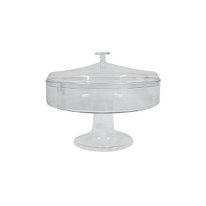 Taça De Acrílico Redonda Com Tampa Para Sobremesa - Transparente - 20x16,5cm - 2200ml - 1 unidade - Rizzo