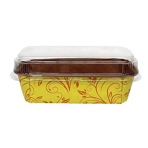 Forma Plumpy Borda Enrolada com Tampa 600g - Amarela - 19,5x7x6cm - 5 unidades - Ecopack - Rizzo