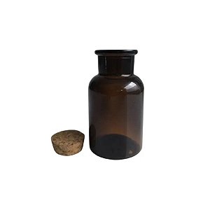 Frasco de Vidro Âmbar com Rolha de Cortiça - 250ml - 6,3x13,5cm - 1 unidade - Rizzo