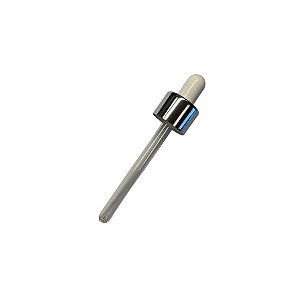 Conta Gotas Prime - Prata e Branco - Rosca 18/410 - 10,3cm - 1 unidade - Rizzo