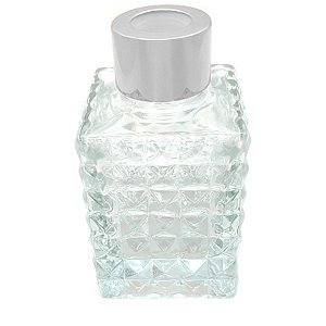 Frasco para Aromatizador e Difusor de Vidro Bucarest  com Tampa Prata - Transparente - 70ml - 1 unidade - Rizzo