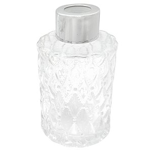 Frasco para Aromatizador e Difusor de Vidro Toulouse Com Tampa Prata - 150ml - 1 unidade - Rizzo