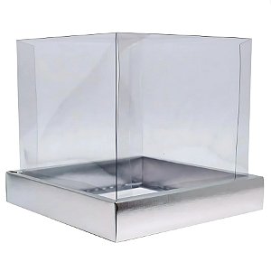 Caixa Panetone 500g - Prata Texturizada - 15x15x15cm - 5 unidades - Assk - Rizzo